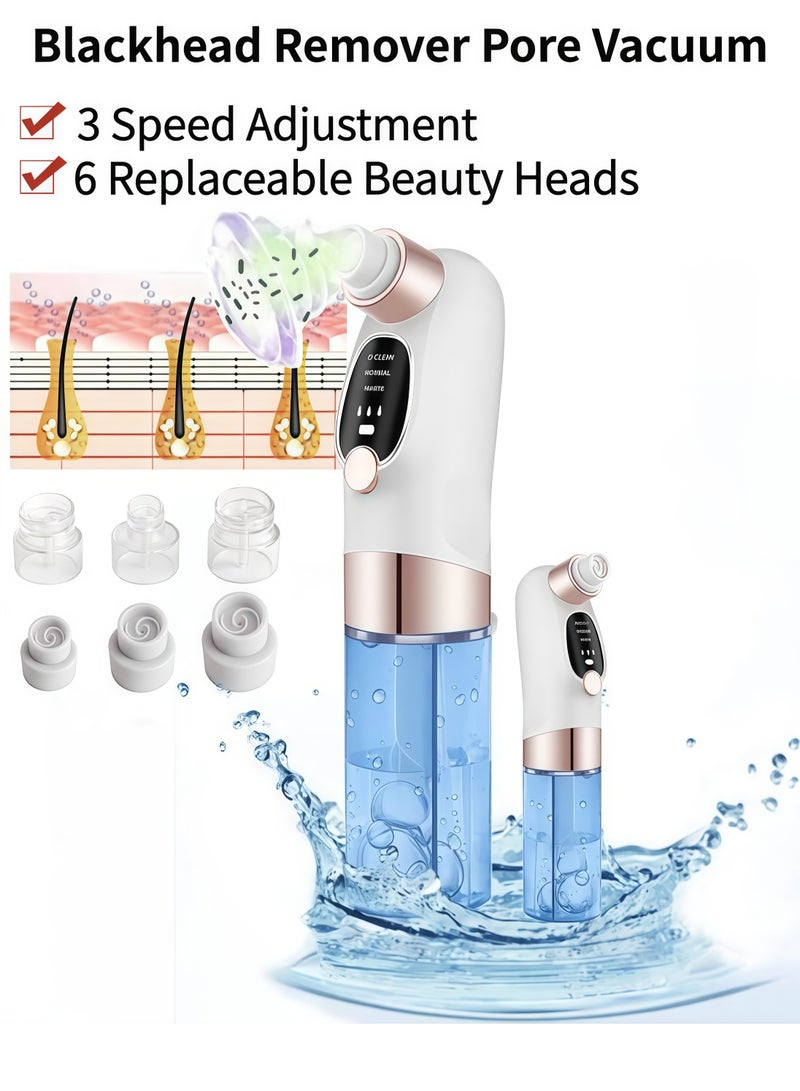 Rechargeable Blackhead & Pore Cleaner, Blackhead Remover Vacuum, Black Head Remover for Face, Blackhead Extractor Tool with 6 Probes, USB Interface (White) - Image 1
